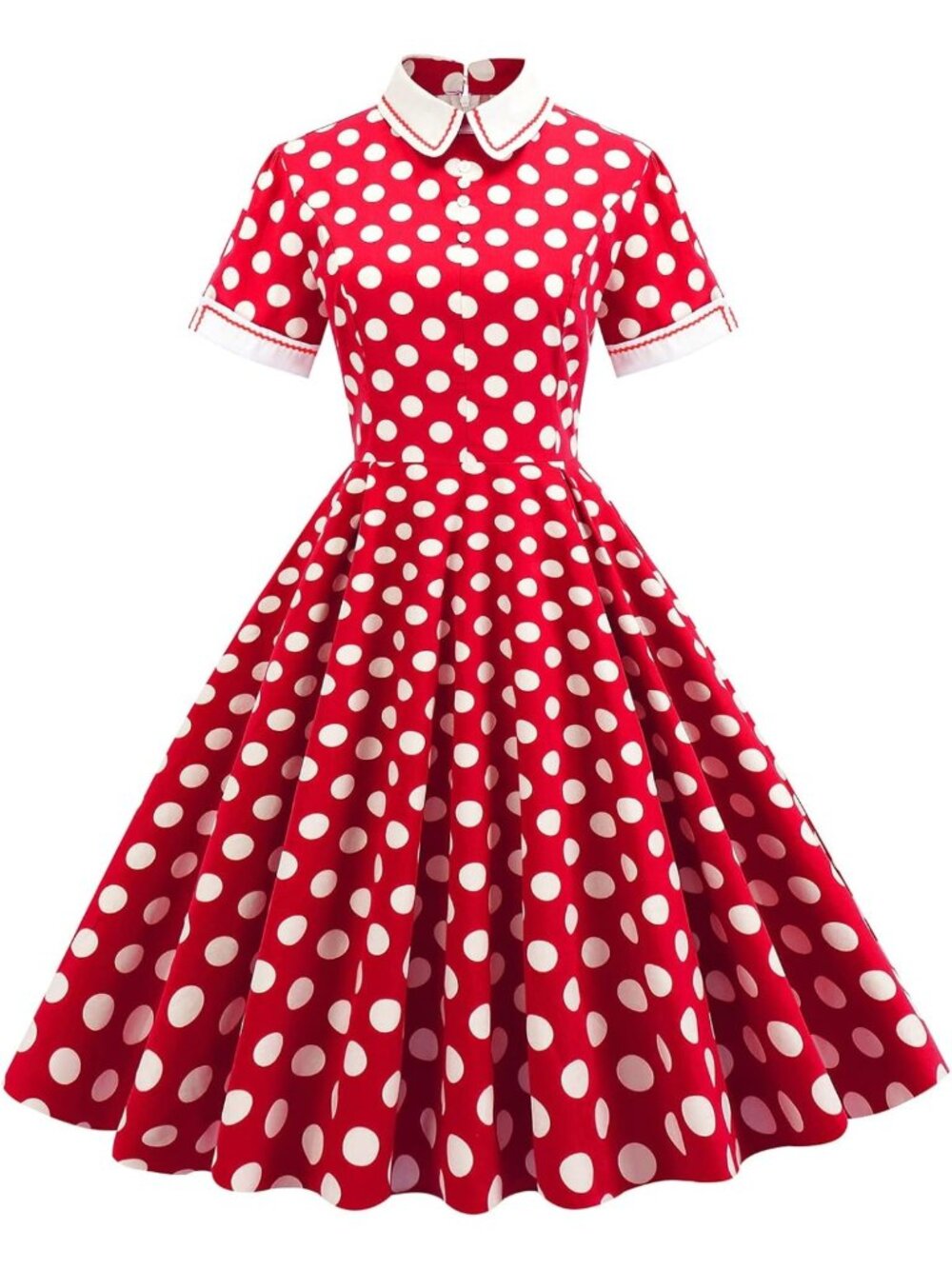 Vintage 1950s Polka Dot Swing Dress | Retro Casual A-Line Cocktail Dress with